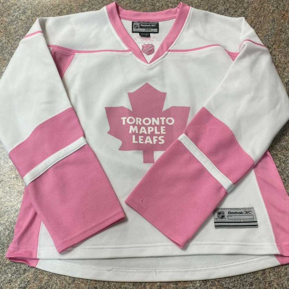 Reebok Toronto Maple Leafs Pink Jersey sz L Junior Girls VGUC